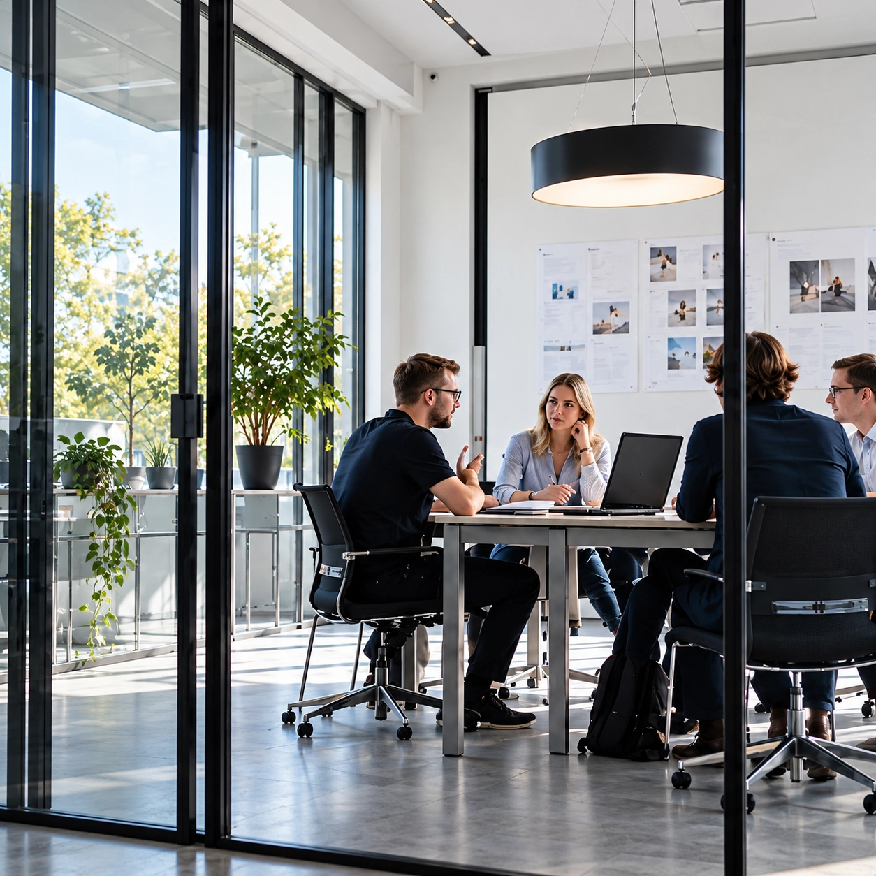 Agenturteam bei einer gemeinsamen Projektbesprechung.